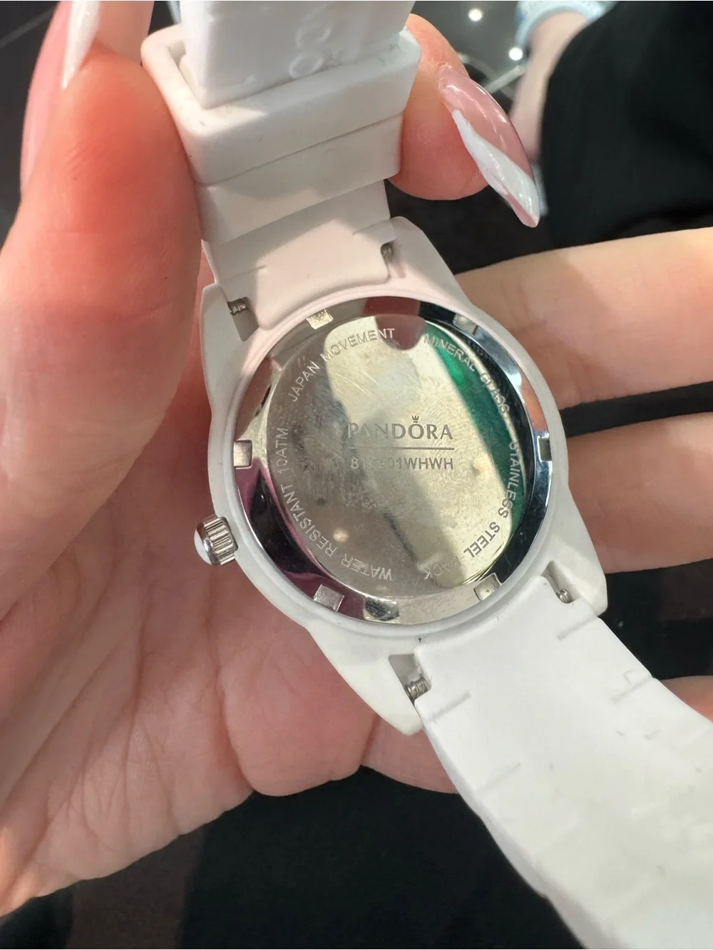 New Authentic Pandora White Silicone Sports Watch – Silver Dial w/ Date Window